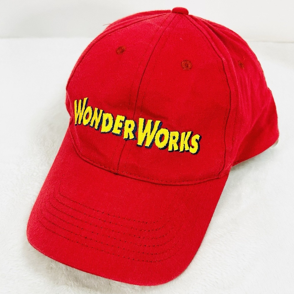 Wonder Works Wordmark Logo Hat Cap Adjustable Strapback Red Outdoors Casual